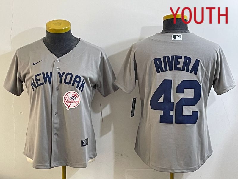 Youth New York Yankees 42 Rivra grey 2024 Nike MLB jersey 20241121